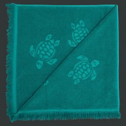 Outlet Vilebrequin Beach Fouta In Organic Cotton Turtles Jacquard Linden/Green