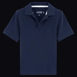 Outlet Vilebrequin Boys Changing Cotton Pique Polo Shirt Solid Navy/Blue