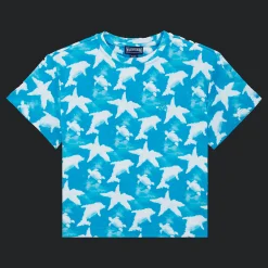 Hot Vilebrequin Boys Cotton T-Shirt Clouds Hawaii Blue/Blue