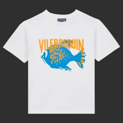 Online Vilebrequin Boys Cotton T-Shirt Vbq Fish White/White