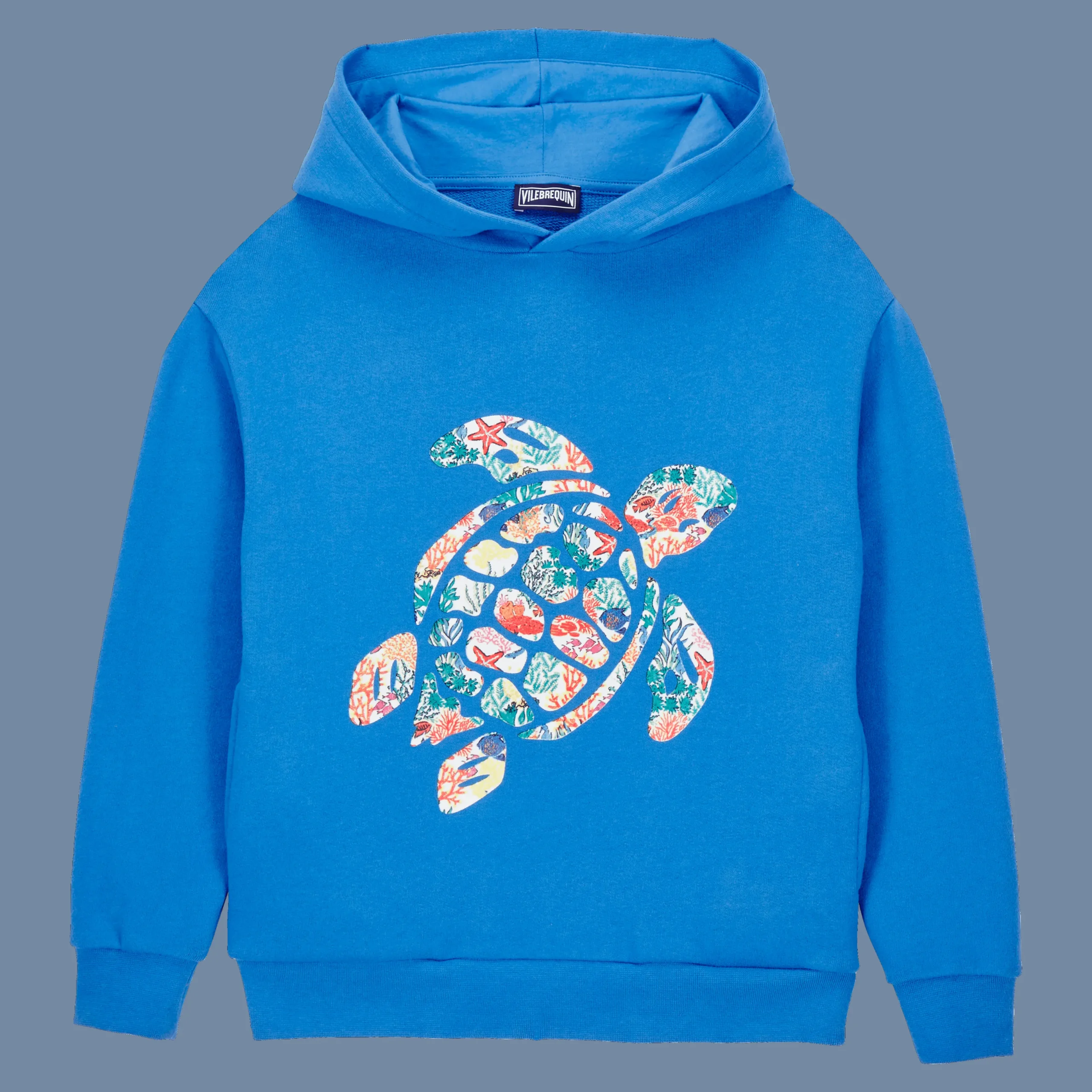 Cheap Vilebrequin Boys Hoodie Sweatshirt Turtle Printed Fonds Marins Multicolores Earthenware/Blue