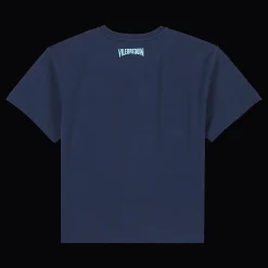 Shop Vilebrequin Boys Organic Cotton T-Shirt Piranhas Navy/Blue