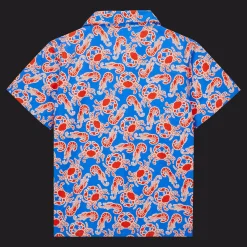 New Vilebrequin Boys Shirt Crabs & Shrimps Earthenware/Blue