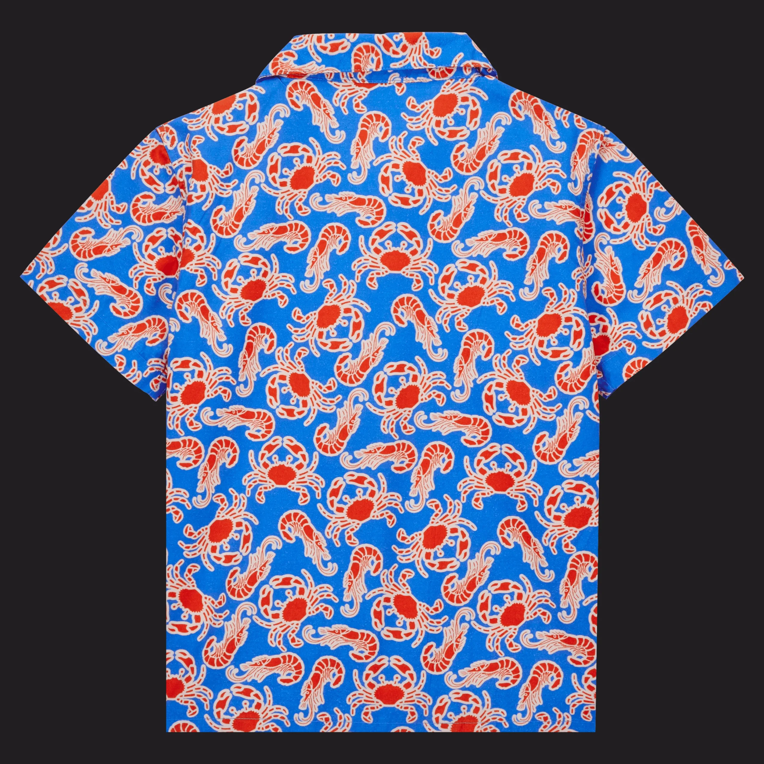 New Vilebrequin Boys Shirt Crabs & Shrimps Earthenware/Blue