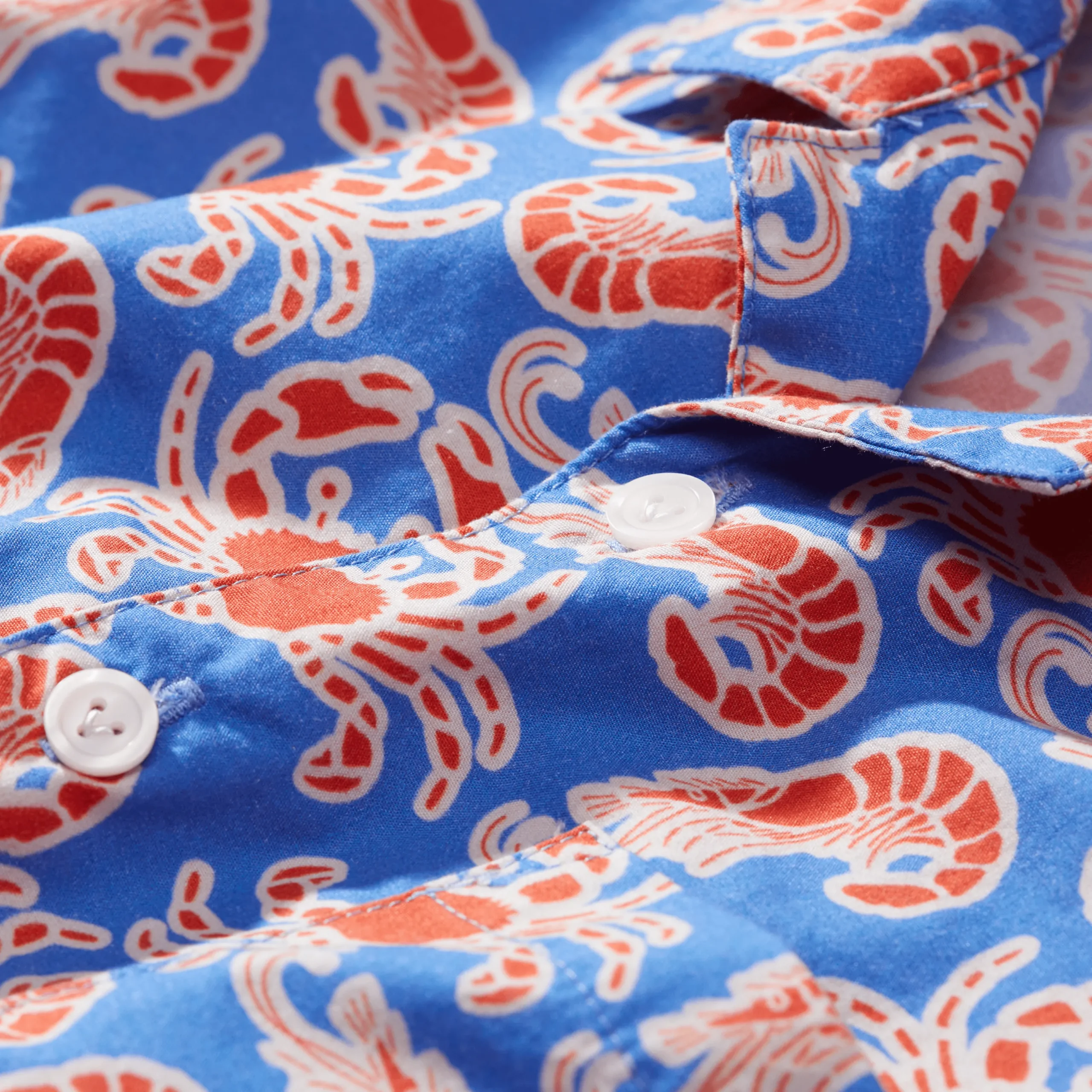 New Vilebrequin Boys Shirt Crabs & Shrimps Earthenware/Blue