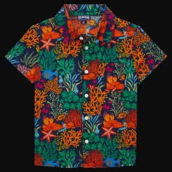 Sale Vilebrequin Boys Shirt Fonds Marins Multicolores Navy/Blue