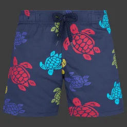 Cheap Vilebrequin Boys Stretch Swim Shorts Ronde Des Tortues Navy/Blue