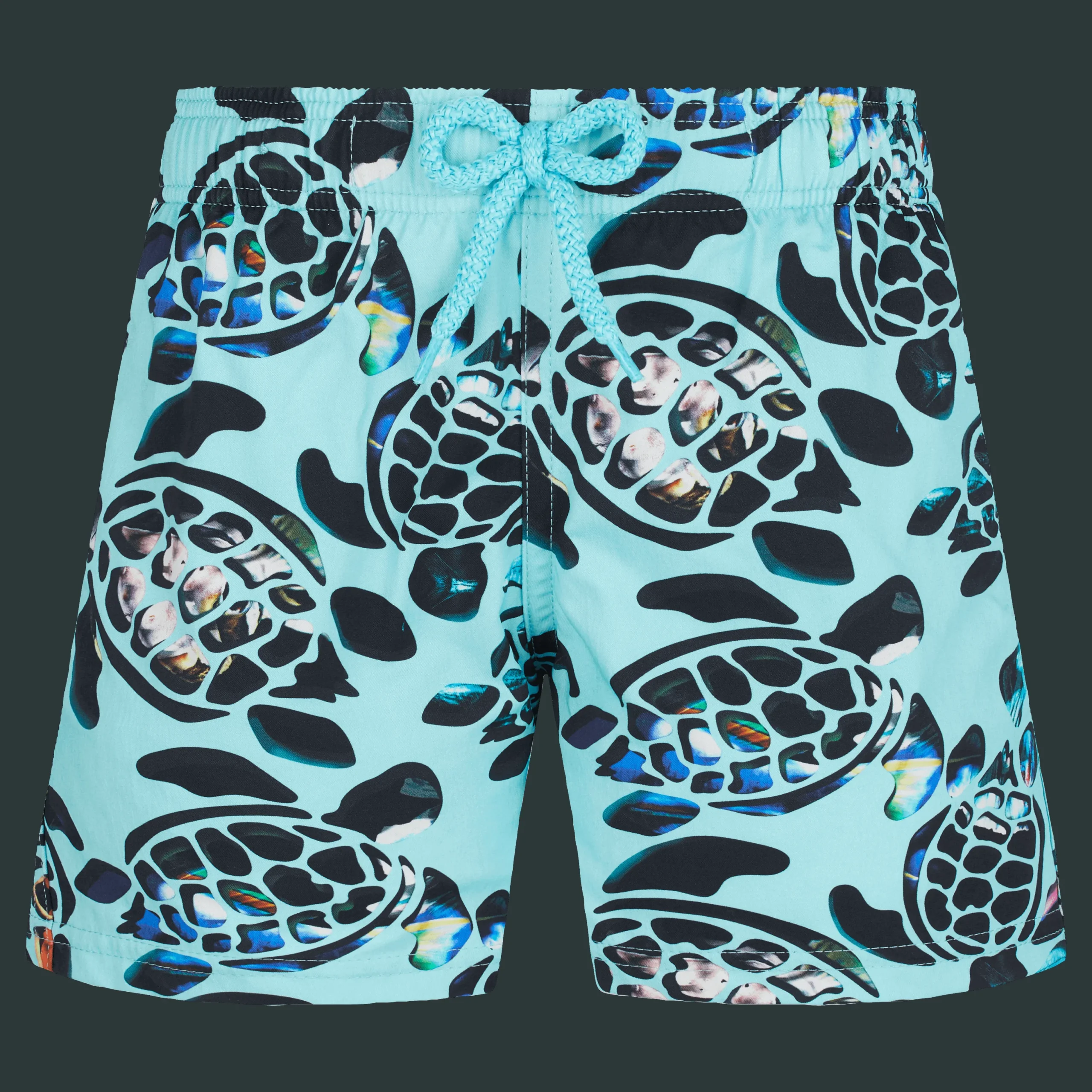 Outlet Vilebrequin Boys Stretch Swim Trunks Screen Turtles Lagoon/Blue