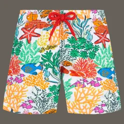 Clearance Vilebrequin Boys Swim Shorts Fonds Marins Multicolores White/White