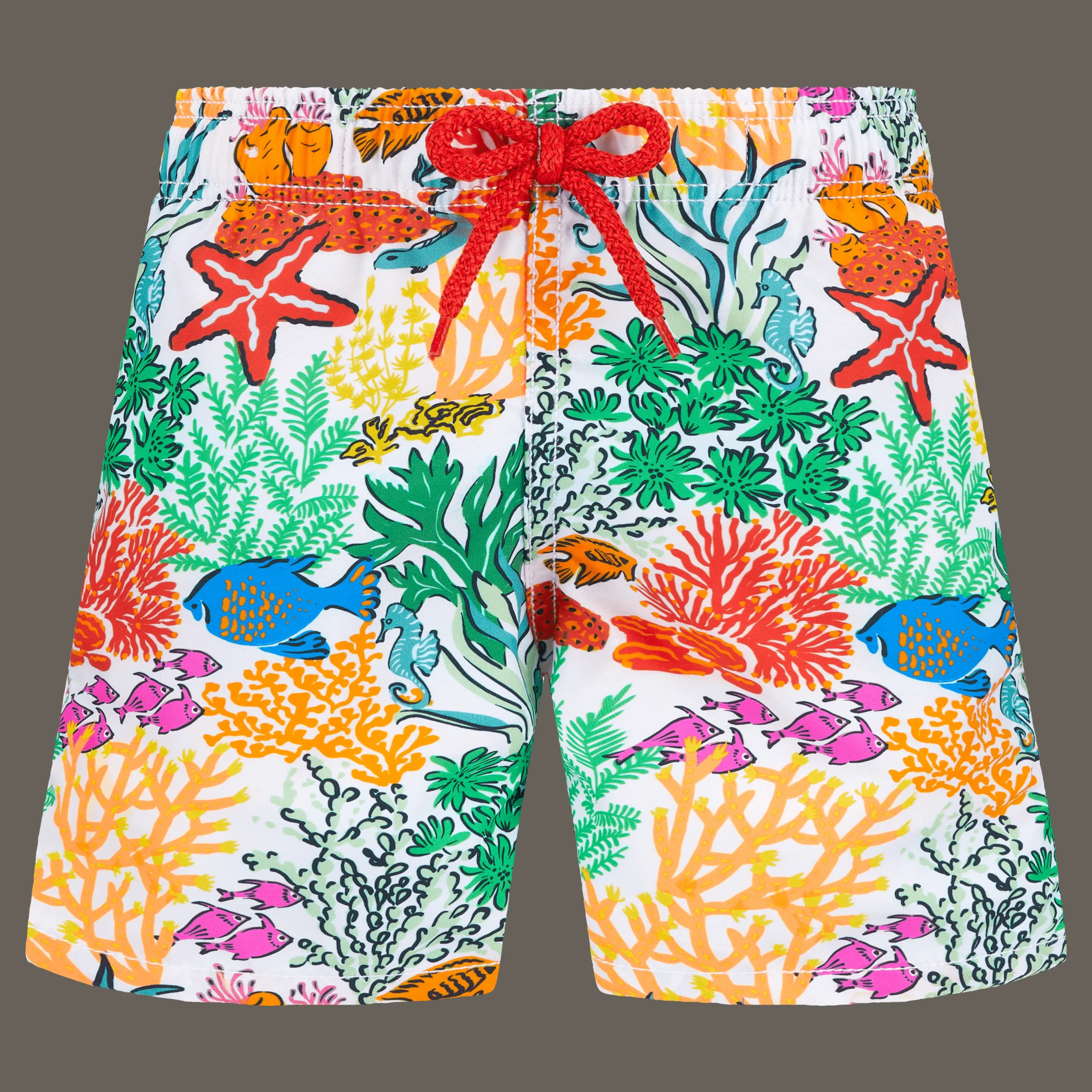 Clearance Vilebrequin Boys Swim Shorts Fonds Marins Multicolores White/White