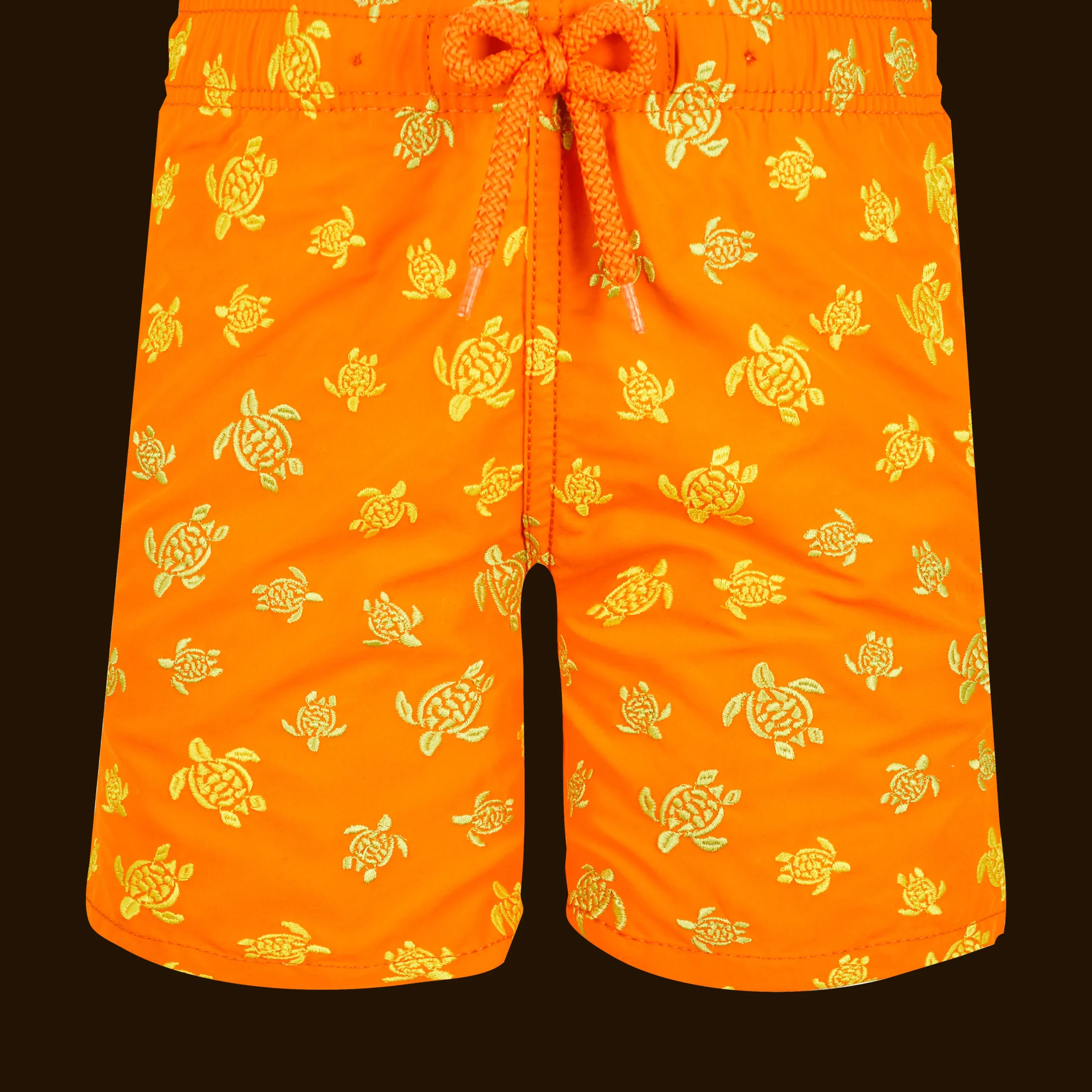 Shop Vilebrequin Boys Swim Trunks Embroidered Micro Ronde Des Tortues - Limited Edition Apricot/Orange