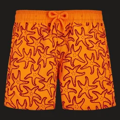 New Vilebrequin Boys Swim Trunks Flocked Starlettes Carrot/Orange