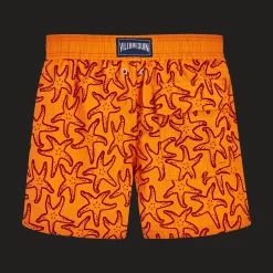 New Vilebrequin Boys Swim Trunks Flocked Starlettes Carrot/Orange