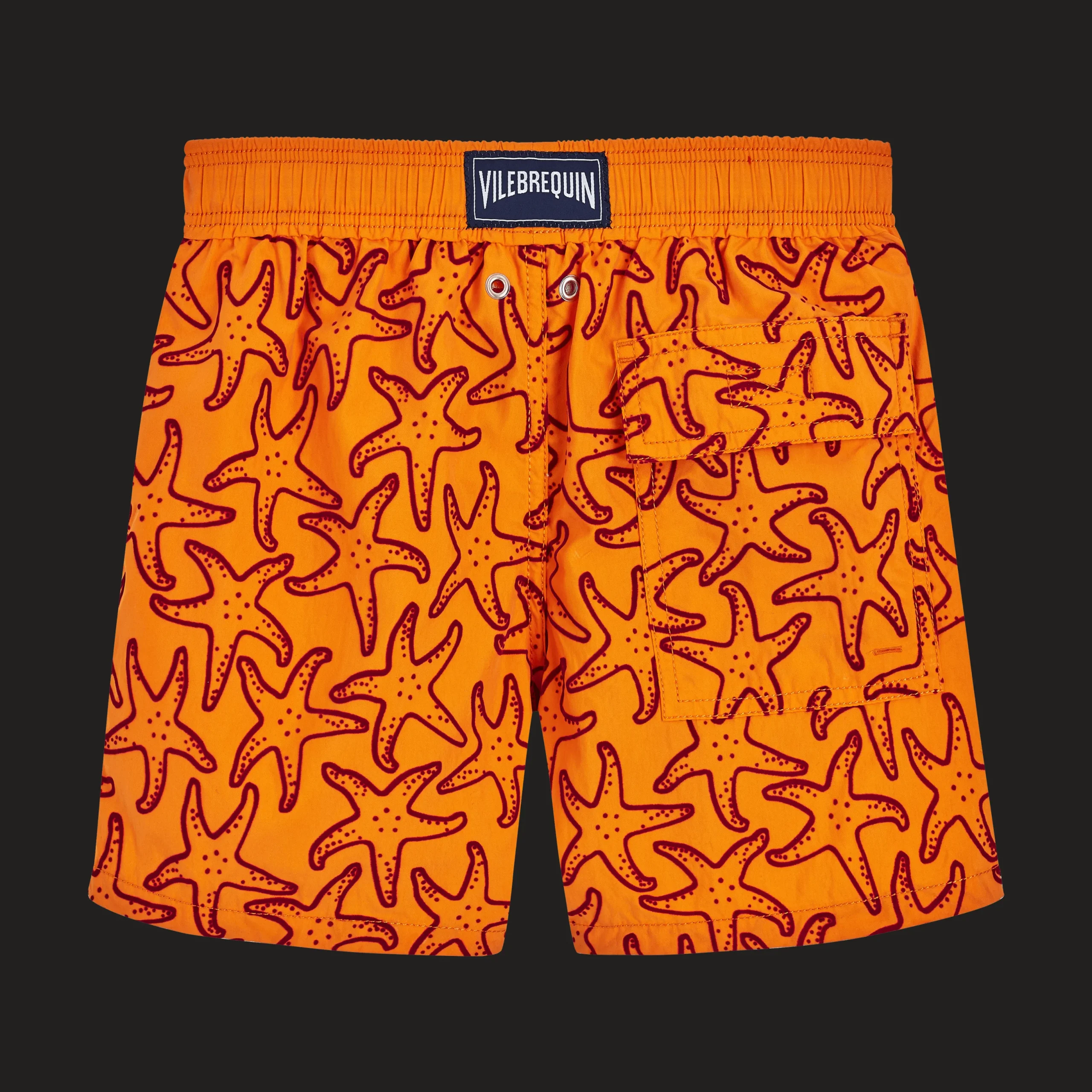 New Vilebrequin Boys Swim Trunks Flocked Starlettes Carrot/Orange