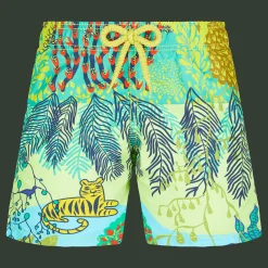 Fashion Vilebrequin Boys Swim Trunks Jungle Rousseau Ginger/Green