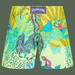 Fashion Vilebrequin Boys Swim Trunks Jungle Rousseau Ginger/Green
