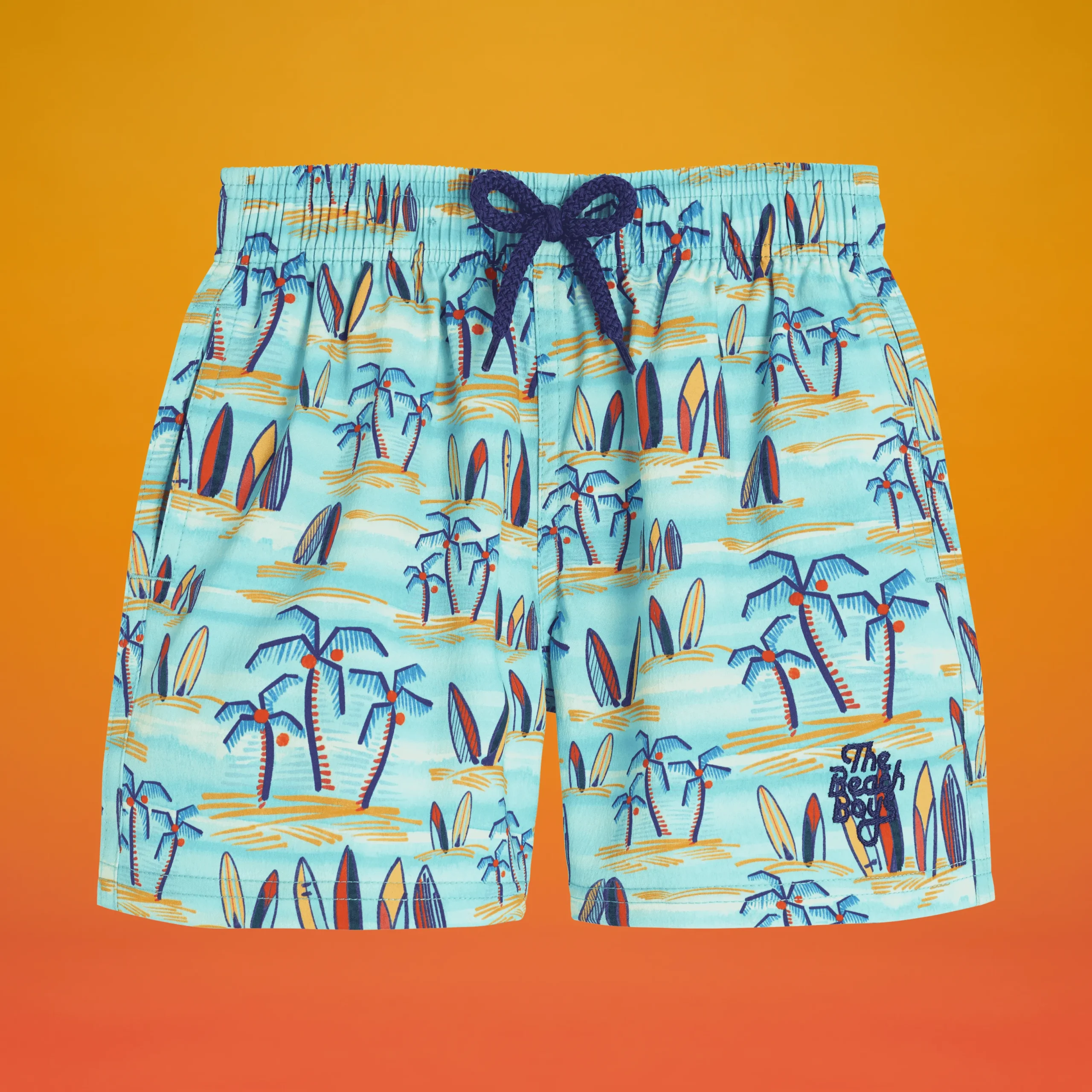 Discount Vilebrequin Boys Swim Trunks Palms & Surfs - X The Beach Boys Lazulii Blue/Blue