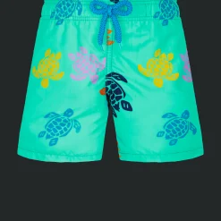 Hot Vilebrequin Boys Swim Trunks Ronde Des Tortues Multicolore Nenuphar/Green