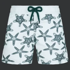 Best Vilebrequin Boys Swim Trunks Starfish Dance Flocked Glacier/Blue