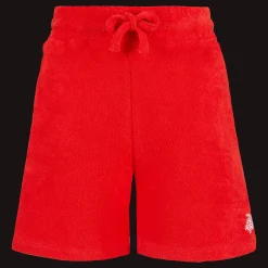 Outlet Vilebrequin Boys Terry Bermuda Solid Poppy Red/Red