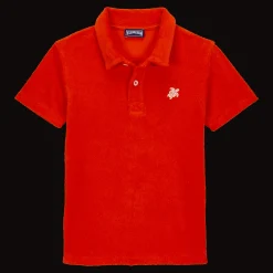 Cheap Vilebrequin Boys Terry Polo Shirt Solid Poppy Red/Red