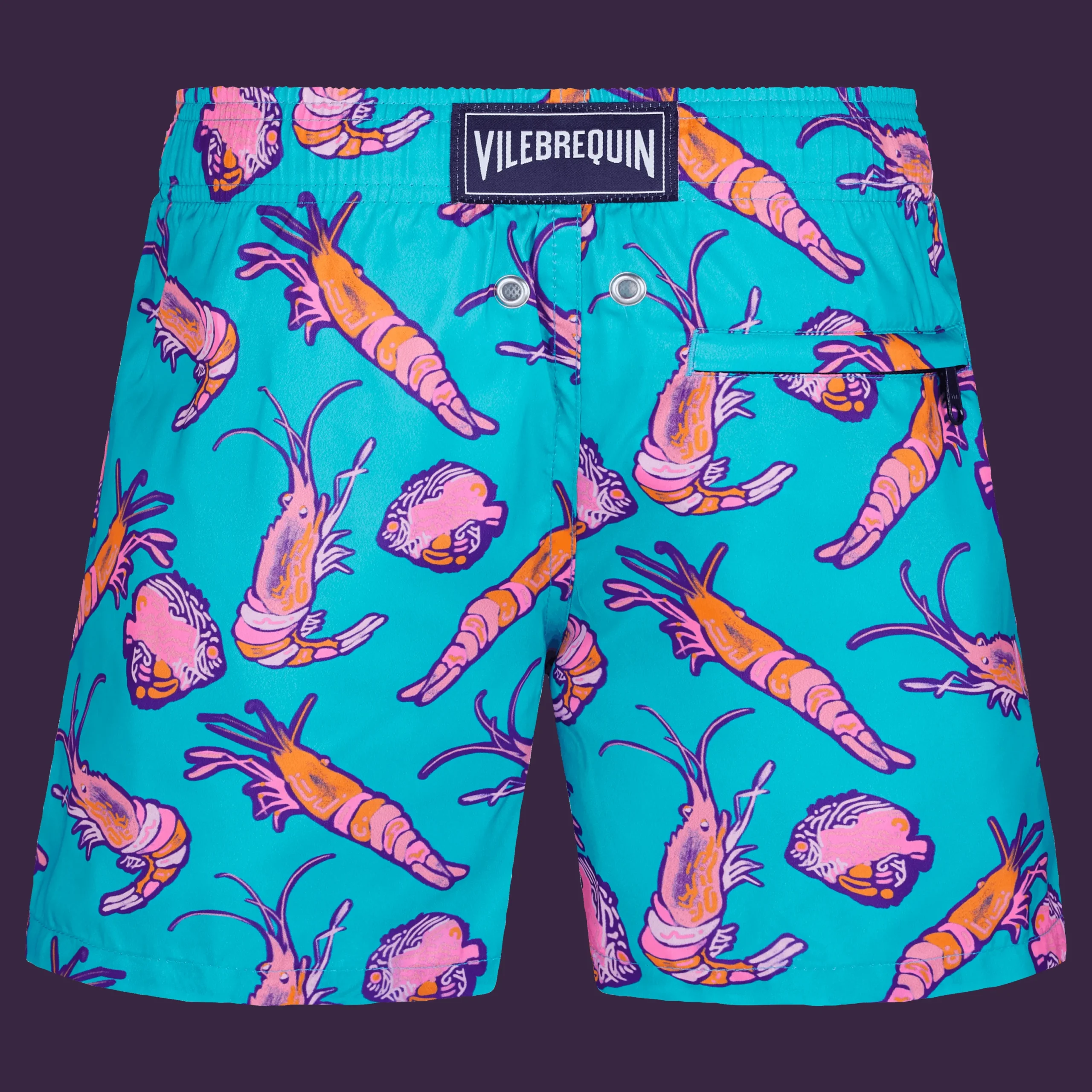 Cheap Vilebrequin Boys Ultra-Light And Packable Swim Trunks Crevettes Et Poissons Curacao/Blue