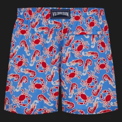 Shop Vilebrequin Boys Ultra-Light And Packable Swim Shorts Crabs & Shrimps Earthenware/Blue