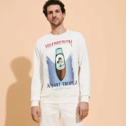 Sale Vilebrequin Cotton And Fleece Crewneck Men Sweatshirt Inboard Boat Off White/White