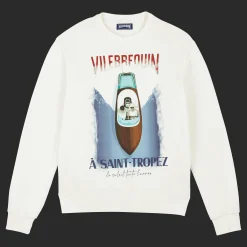 Sale Vilebrequin Cotton And Fleece Crewneck Men Sweatshirt Inboard Boat Off White/White