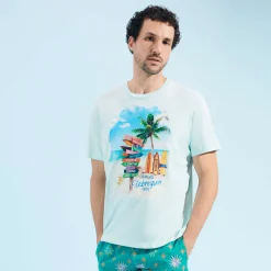 Best Sale Vilebrequin Cotton Men T-Shirt Holidays Signpost Thalassa/Blue