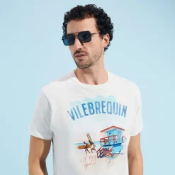 Clearance Vilebrequin Cotton Men T-Shirt Malibu Lifeguard Off White/White