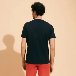 Cheap Vilebrequin Cotton Men T-Shirt Raiatea Navy/Blue