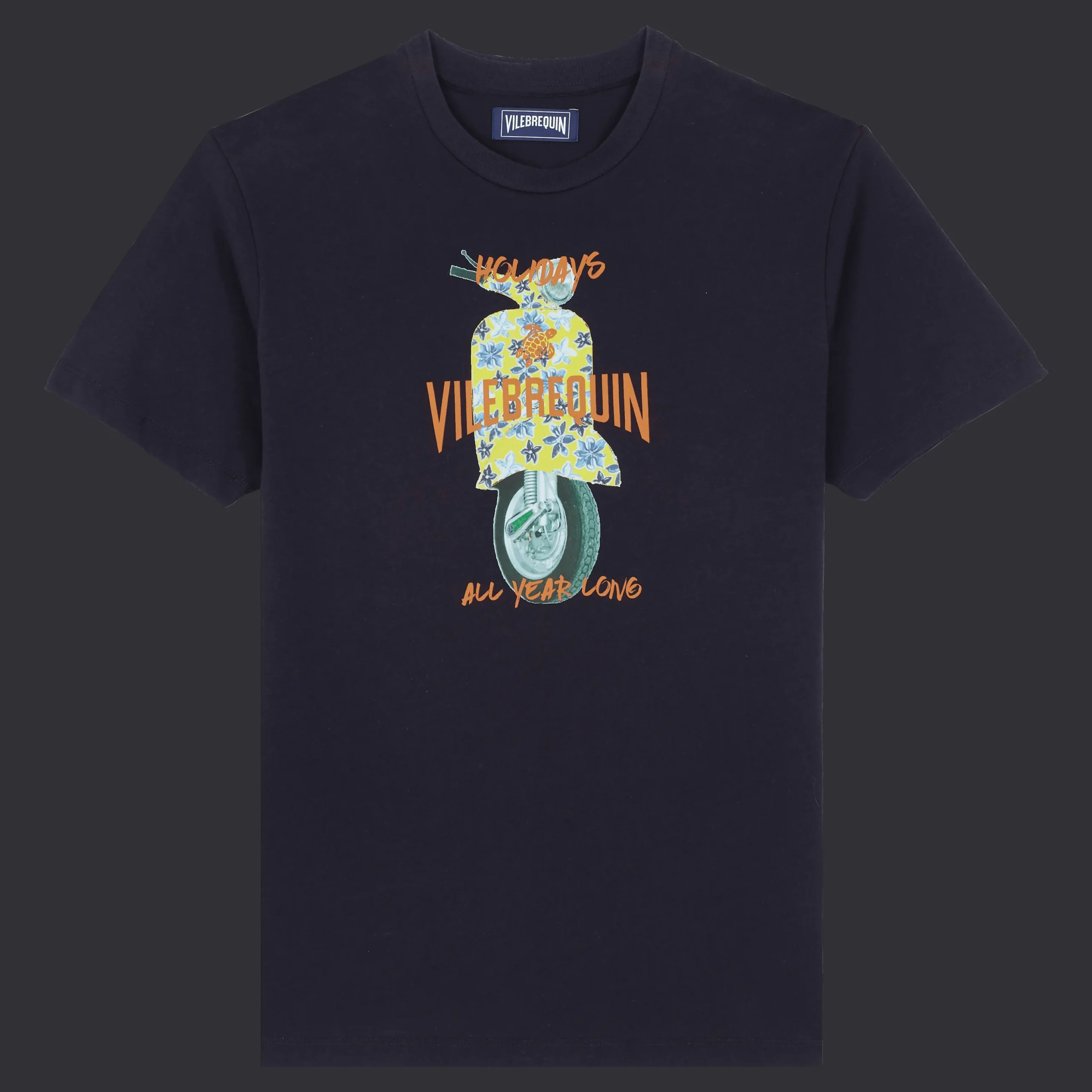 Cheap Vilebrequin Cotton Men T-Shirt Raiatea Navy/Blue