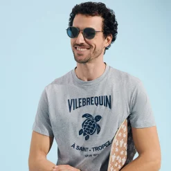 Store Vilebrequin Cotton Men T-Shirt Turtles Leopard Heather Grey/Grey