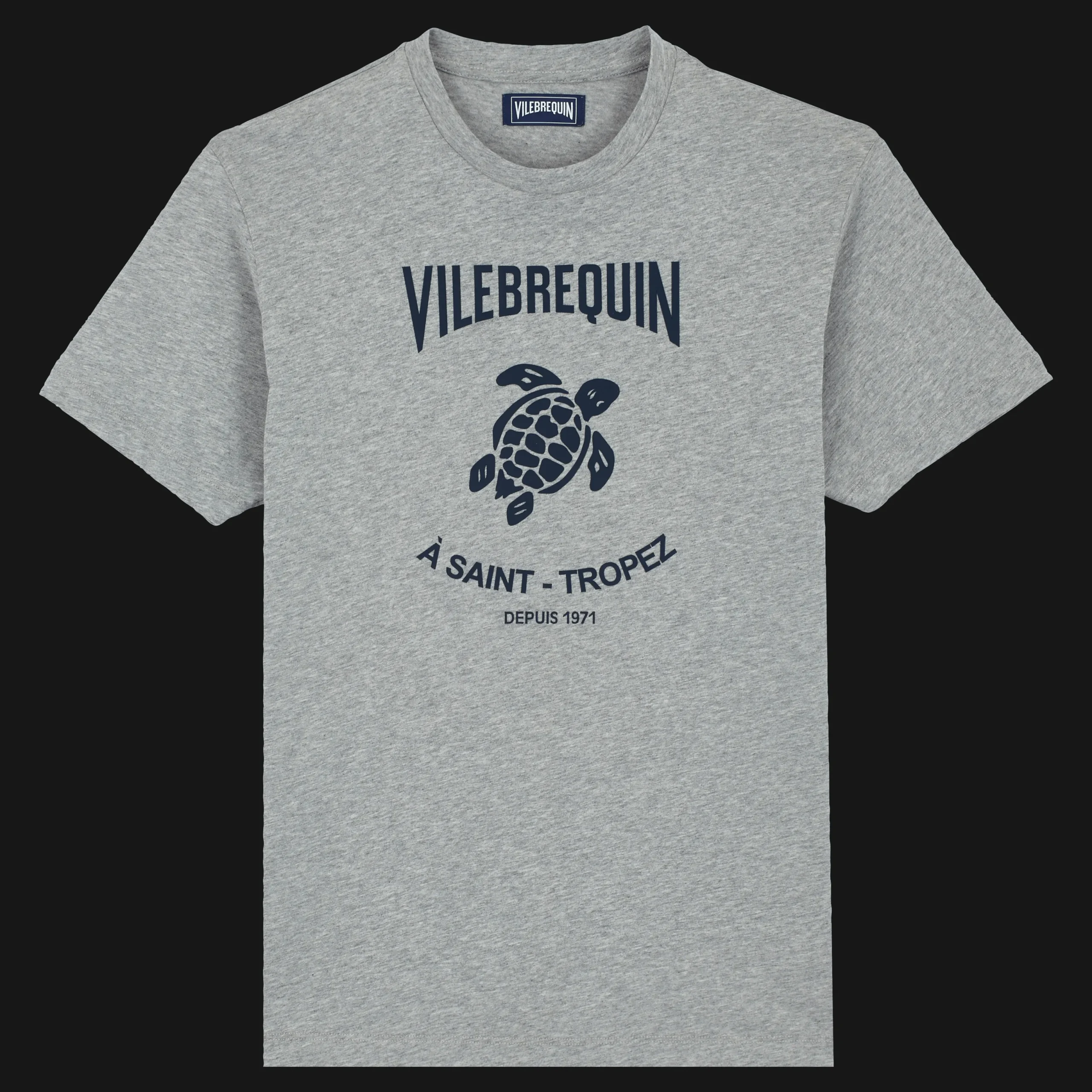 Store Vilebrequin Cotton Men T-Shirt Turtles Leopard Heather Grey/Grey