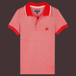 Cheap Vilebrequin Cotton Pique Boys Polo Shirt Solid Poppy Red/Red