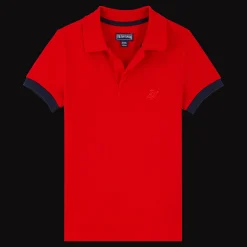 Online Vilebrequin Cotton Pique Boys Polo Shirt Solid Poppy Red/Red