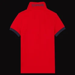 Online Vilebrequin Cotton Pique Boys Polo Shirt Solid Poppy Red/Red
