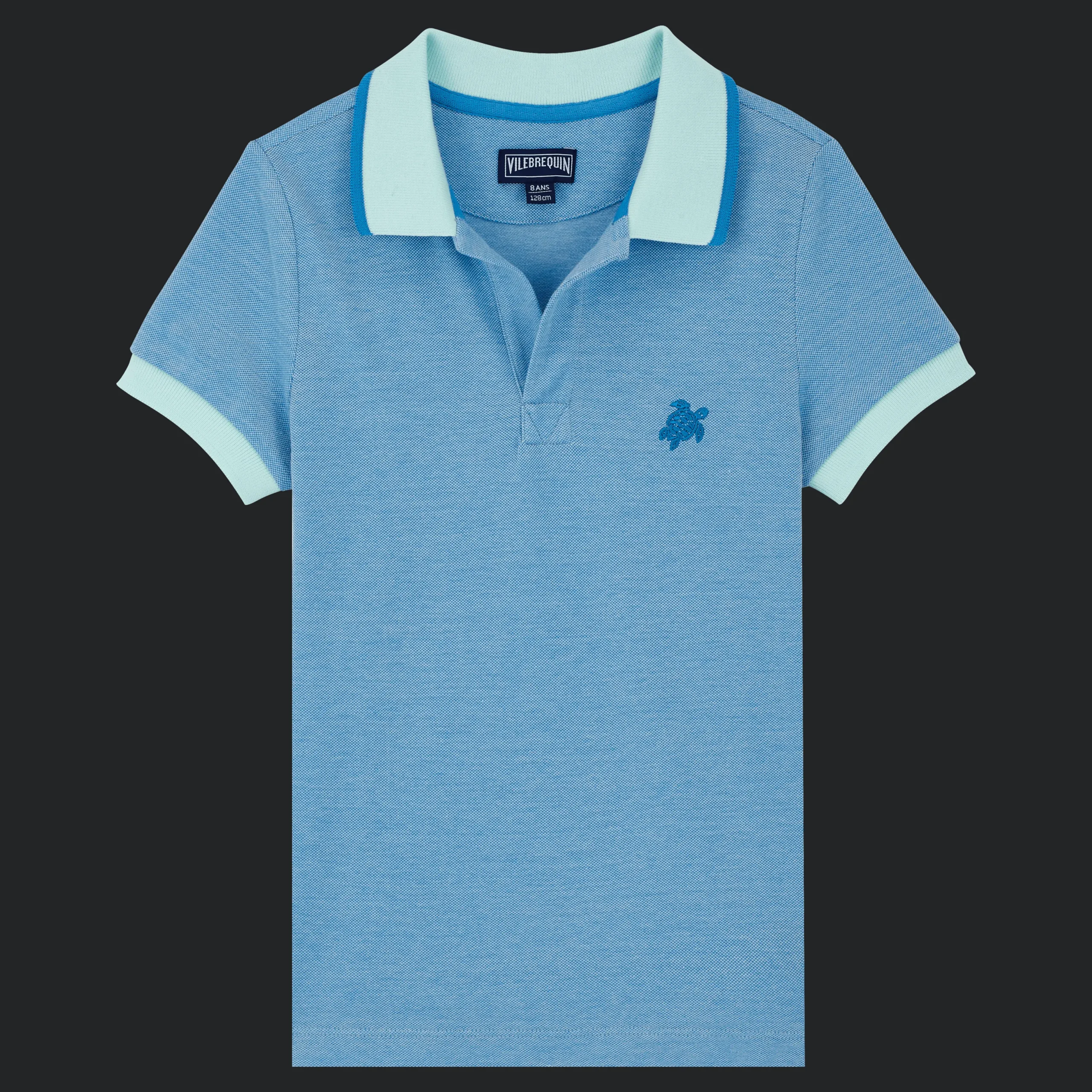 Cheap Vilebrequin Cotton Pique Boys Polo Shirt Solid Thalassa/Blue