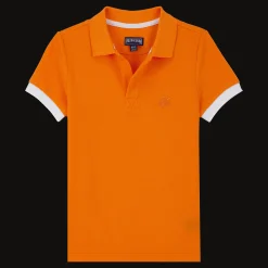 Hot Vilebrequin Cotton Pique Boys Polo Shirt Solid Carrot/Orange