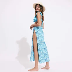 Online Vilebrequin Cotton Voile Pareo Flowers Tie & Dye Navy/Blue