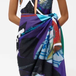 Best Vilebrequin Cotton Voile Women Pareo Envoutement - X Deux Femmes Noires Purple Blue/Blue