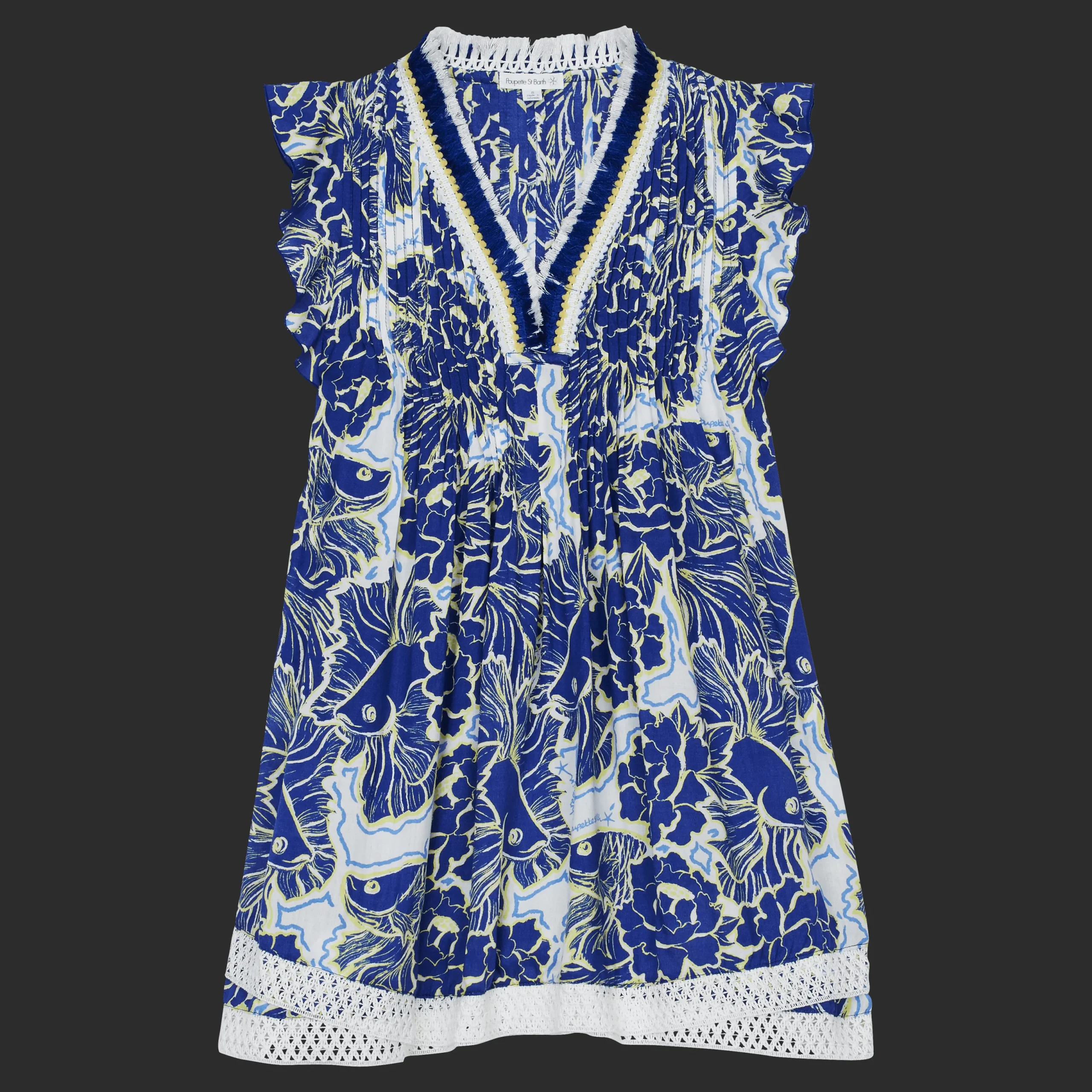 Shop Vilebrequin Girl Mini Dress Hidden Fishes - X Poupette St Barth Purple Blue/Blue