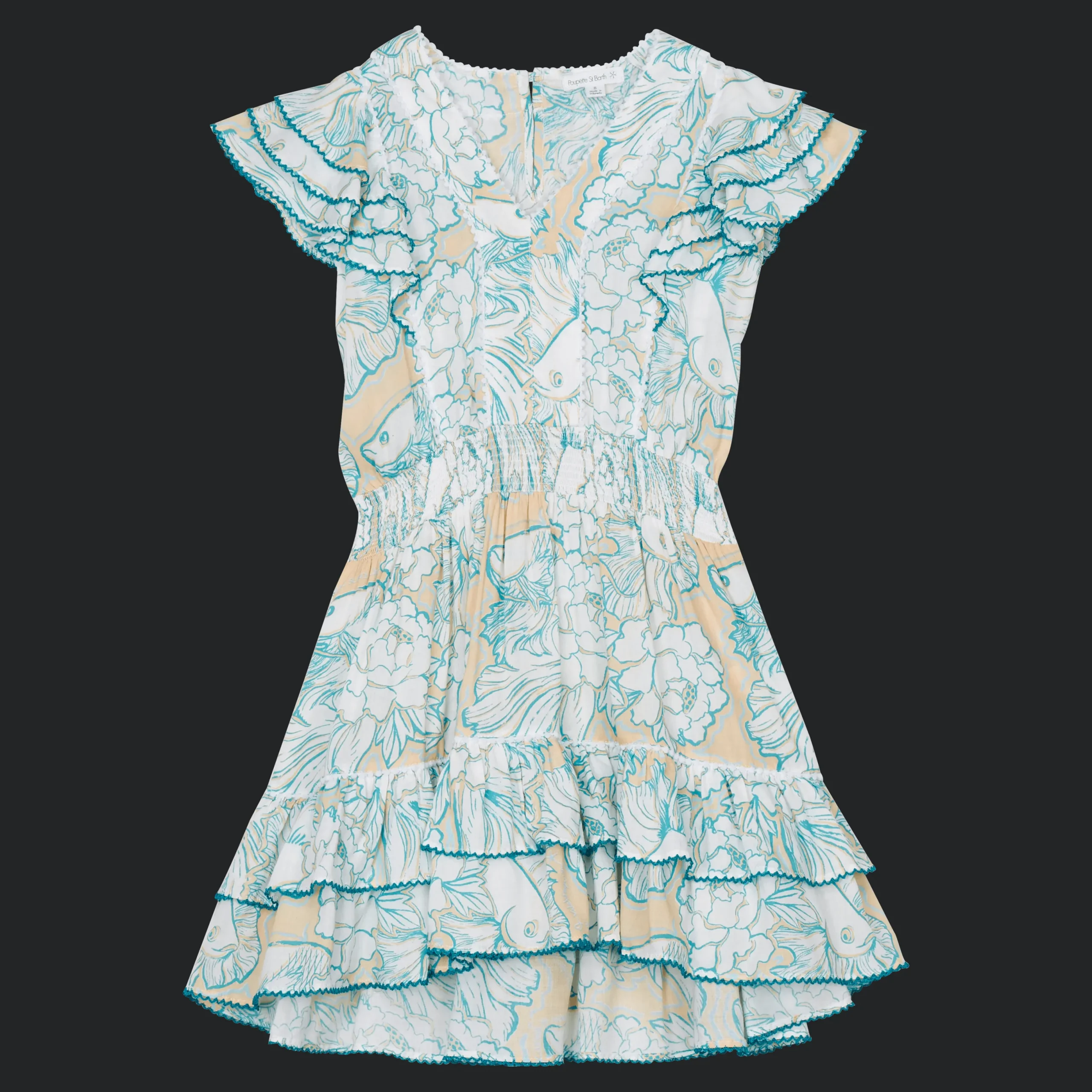Best Sale Vilebrequin Girl Mini Dress Hidden Fishes - X Poupette St Barth White/White
