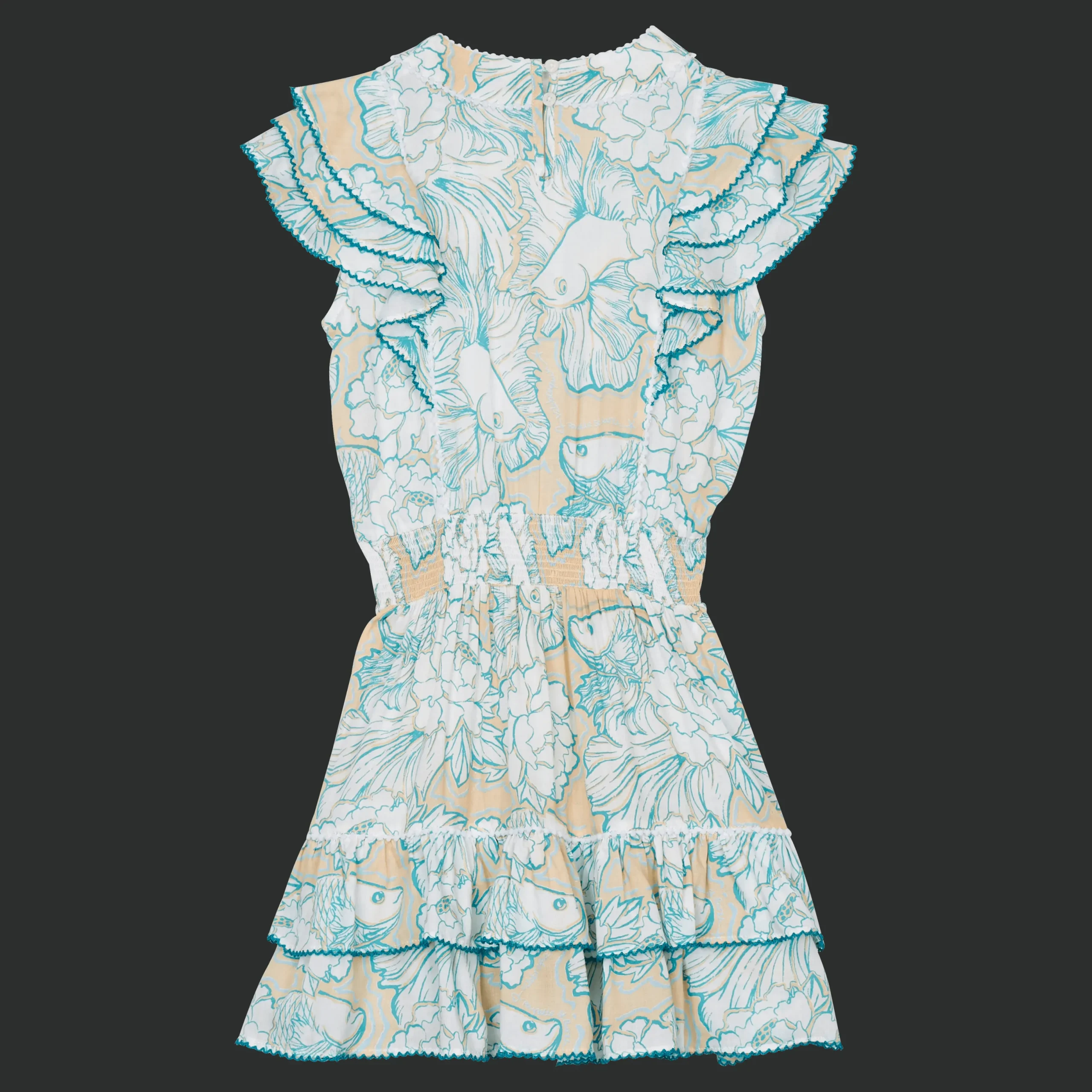 Best Sale Vilebrequin Girl Mini Dress Hidden Fishes - X Poupette St Barth White/White