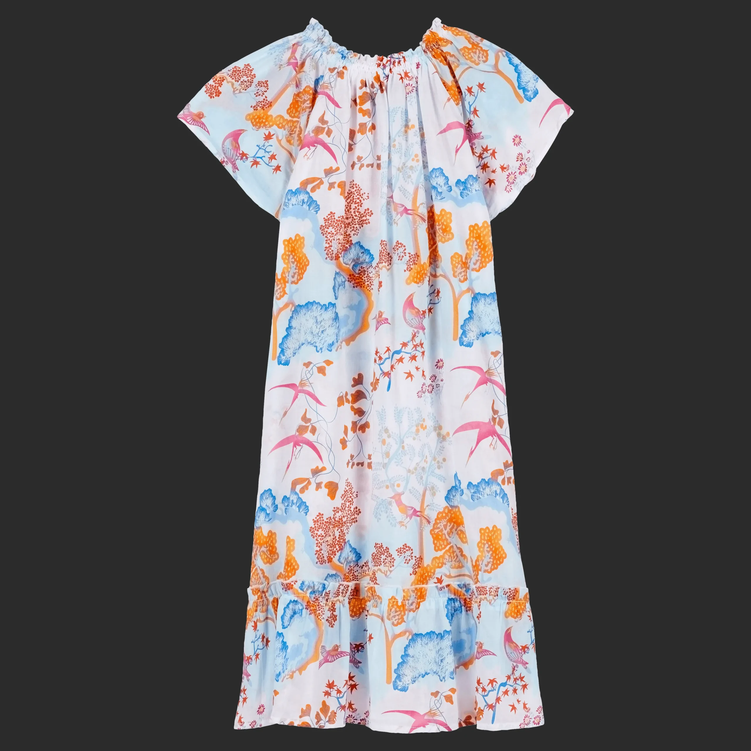 Store Vilebrequin Girls Cotton Voile Dress Peaceful Trees White/White