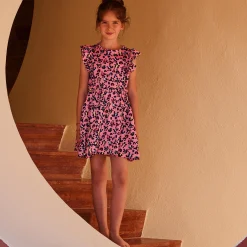 Sale Vilebrequin Girls Dress Turtles Leopard Candy/Pink