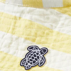 Online Vilebrequin Girls Large Stripes Cotton Hat Sunflower/Yellow