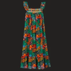 Online Vilebrequin Girls Long Dress Fonds Marins Multicolores Navy/Blue