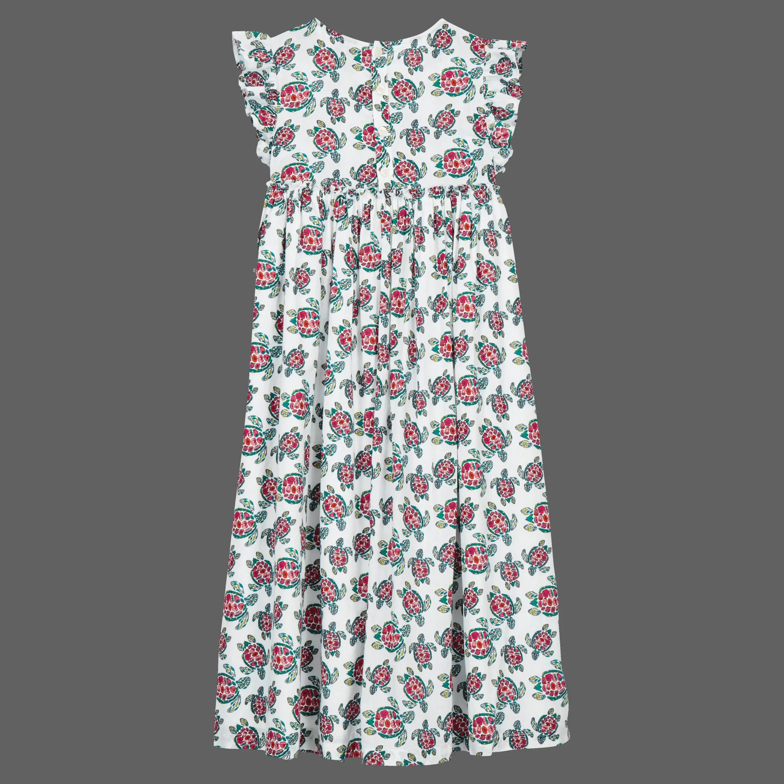 Hot Vilebrequin Girls Long Dress Provencal Turtle White/White